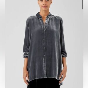 Eileen Fisher velvet grey shirt petite Small NWOT